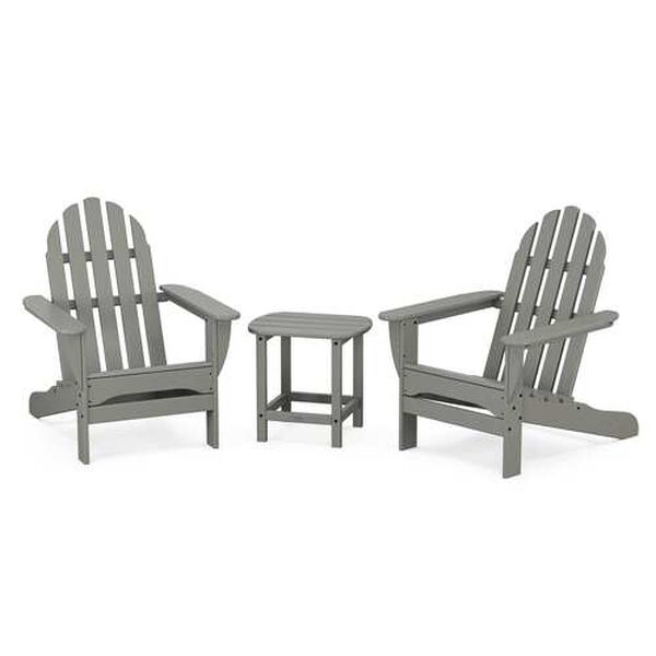Classic Slate Grey Adirondack Set with South Beach Side Table, 3-Piece, image 1