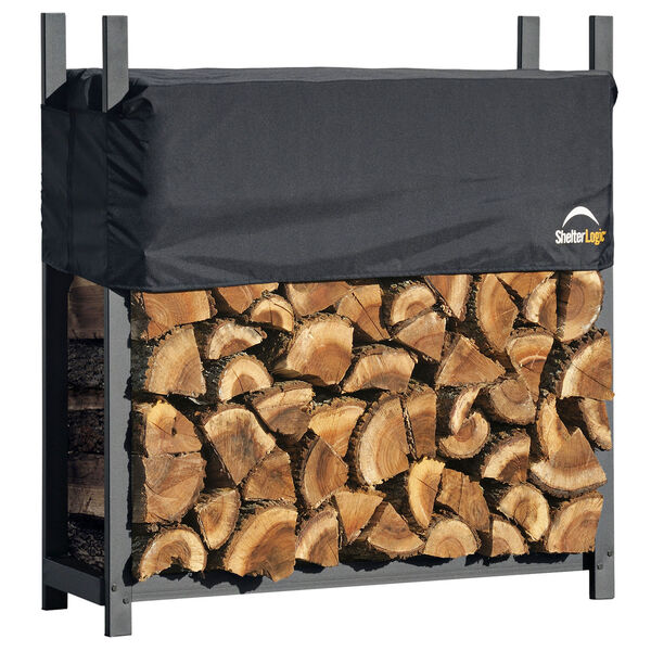 Black 4 Ft. Ultra Duty Firewood Rack with Cover, image 1