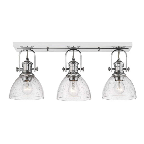 Hines Chrome Three-Light Semi-Flush Mount With Seeded Glass, image 1