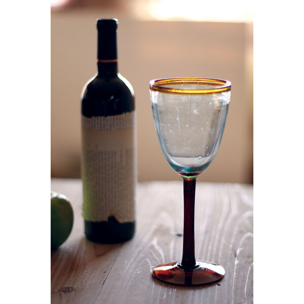 Wine Glass Glassware with Amber Trim, Set of Six, image 1