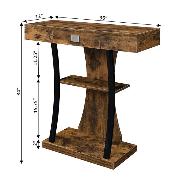 Newport Harri Barnwood and Black One Drawer Console Table with Shelves, image 5