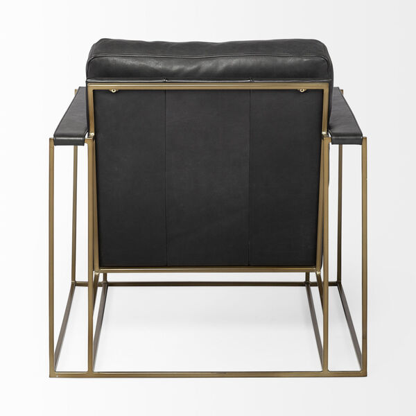 Watson Black and Gold Leather Wrapped Arm Chair, image 5
