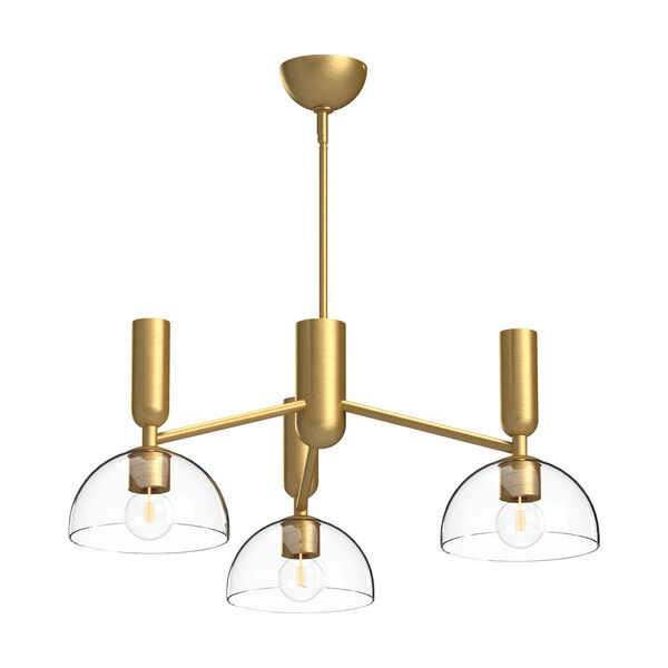 Jude Brushed Gold Three-Light Chandelier with Clear Glass, image 1
