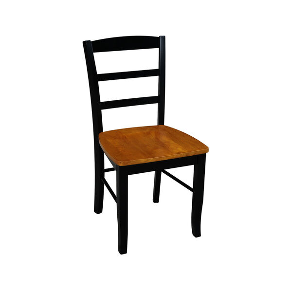 Black 42-Inch Dual Drop Leaf Dining Table with Black and Cherry Four Ladder Back Dining Chair, Five-Piece, image 4
