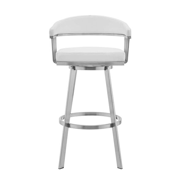 Bronson Brushed Stainless Steel White Counter Stool, image 3