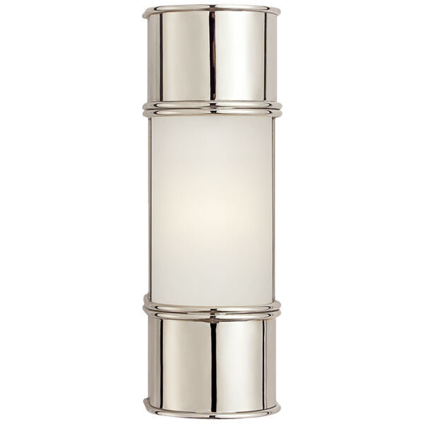 Oxford 12-Inch Bath Sconce in Polished Nickel with Frosted Glass by Chapman and Myers, image 1