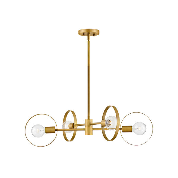Desi Lacquered Brass Four-Light Chandelier, image 2