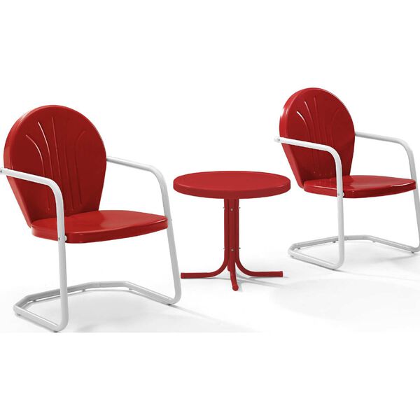 Griffith Bright Red Gloss Three-Piece Outdoor Metal Armchair Set, image 4