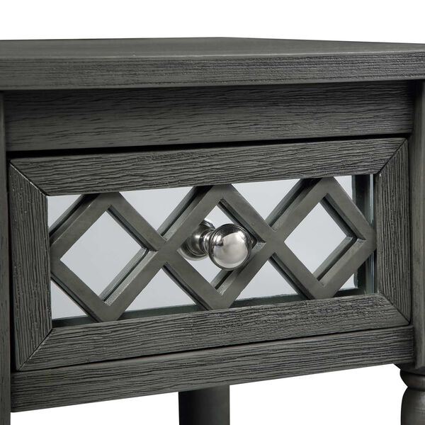 Khloe French Country Wirebrush Dark Gray  Deluxe One Drawer End Table with Shelf, image 4