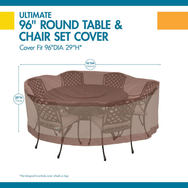 Ultimate Mocha Cappuccino 96-Inch Round Patio Table and Chair Set Cover, image 2