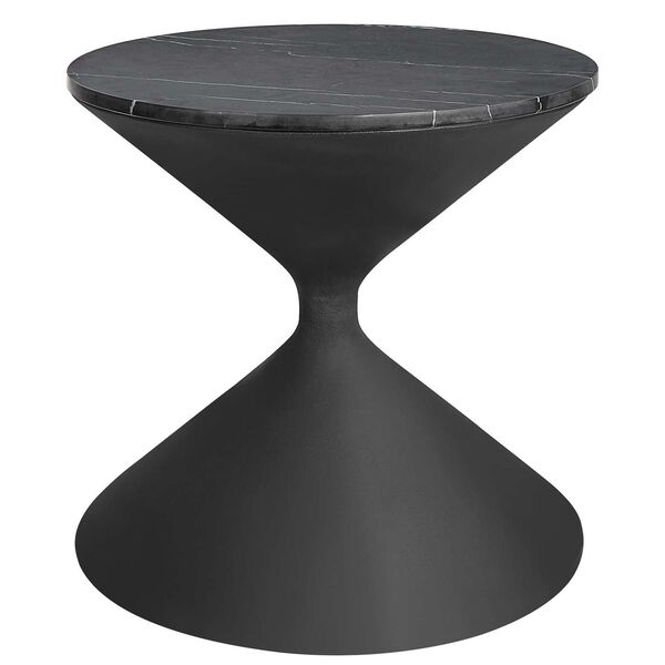 Times Up Matte Black Hourglass Shaped Side Table, image 1