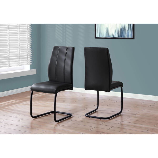 Black 39-Inch Curved Back Dining Chair, 2 Pieces, image 2