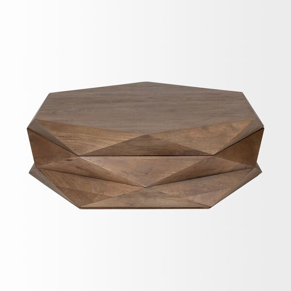 Arreto Brown Hexagonal Hinged Solid Wood Top Coffee Table, image 2