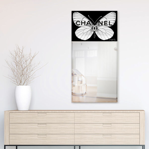 CC Butterfly Black 48 x 24-Inch Rectangle Beveled Wall Mirror, image 3