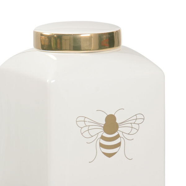 Shayla Copas White Glaze and Metallic Gold Bee Kind Ginger Jar, image 2