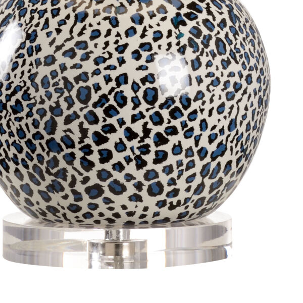 Teal and White One-Light Snow Leopard Table Lamp, image 2