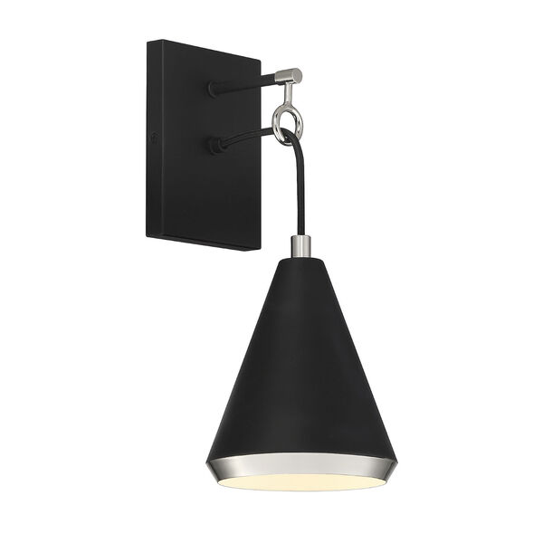 Chelsea Matte Black and Polished Nickel One-Light Wall Sconce, image 4