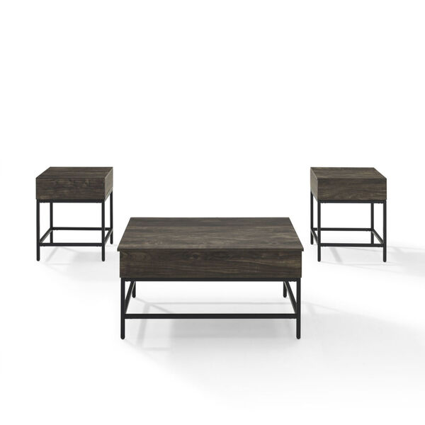 Jacobsen Brown Ash and Matte Black Three-Piece Coffee Table Set, image 2