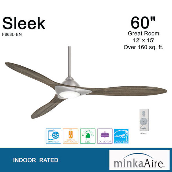 Sleek Brushed Nickel 60-Inch Smart Ceiling Fan, image 12