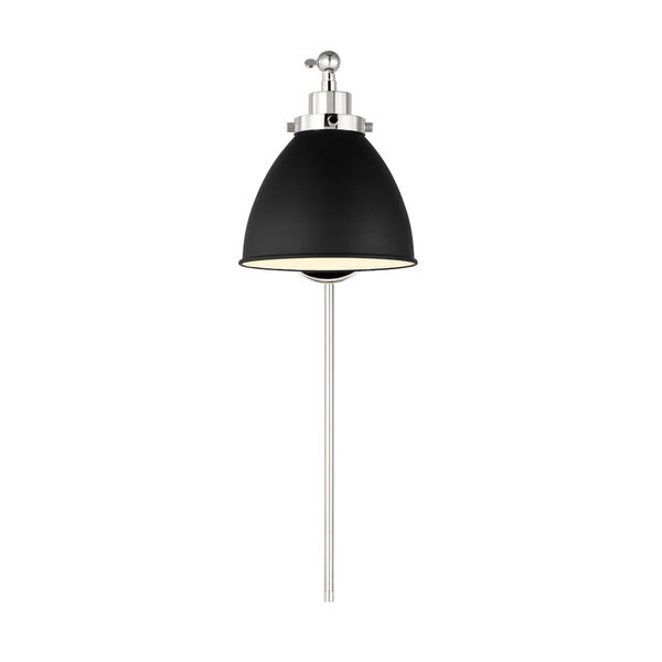 Wellfleet Midnight Black and Polished Nickel One-Light Single Arm Dome Task Sconce, image 2