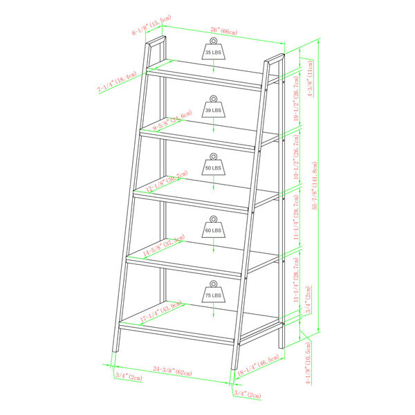Arlo Grey Wash Five Shelf Ladder Bookshelf, image 6