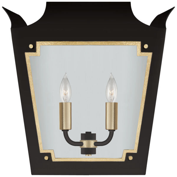 Caddo Lantern Sconce in Matte Black and Gild with Clear Glass by Julie Neill, image 1