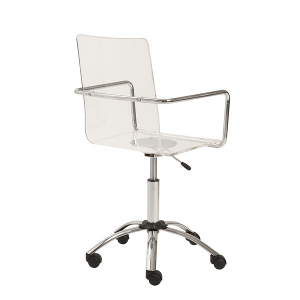 Chloe Clear 21-Inch Office Chair with Chromed Steel Base, image 4