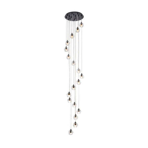 Eren Black 15-Inch 18-Light Pendant with Royal Cut Clear Crystal, image 1