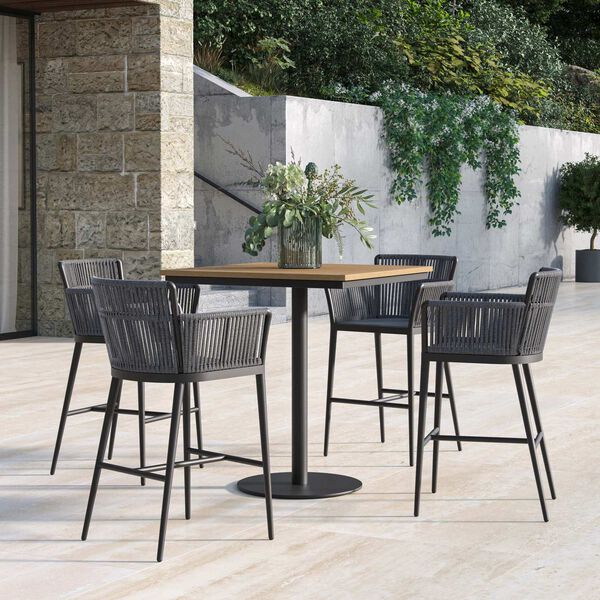 Nette and Travira Five-Piece Square Bar Table and Nette Bar Chairs Set, image 1