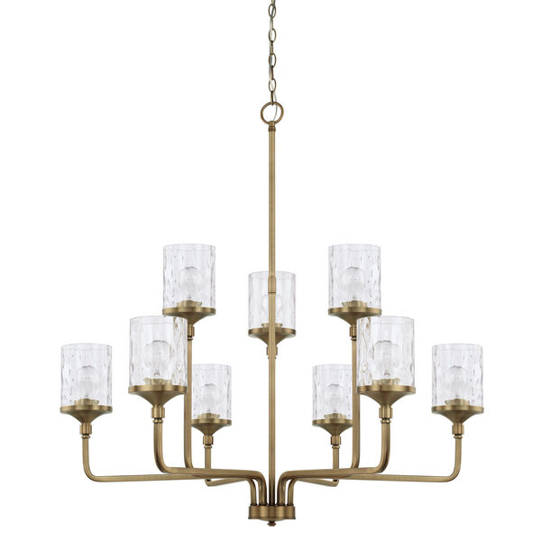 HomePlace Colton Aged Brass 38-Inch Nine-Light Chandelier, image 1