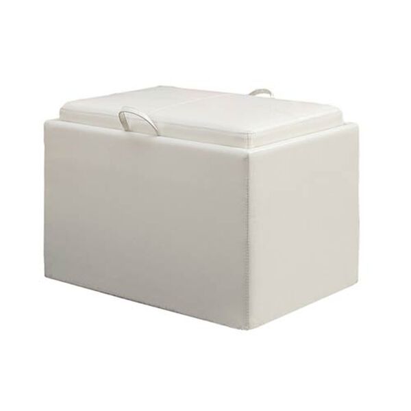 Designs4Comfort Ivory Accent Storage Ottoman with Tray Top, image 2