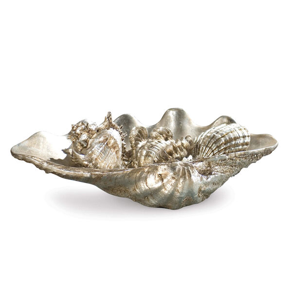 East End Ambered Silver Leaf Claim Shell Sculpture, image 1