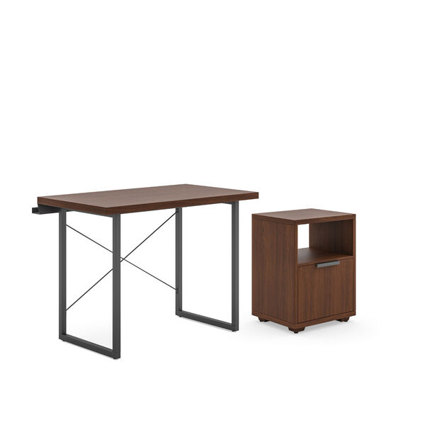 Merge Brown Desk with File Cabinet, Two-Piece, image 1