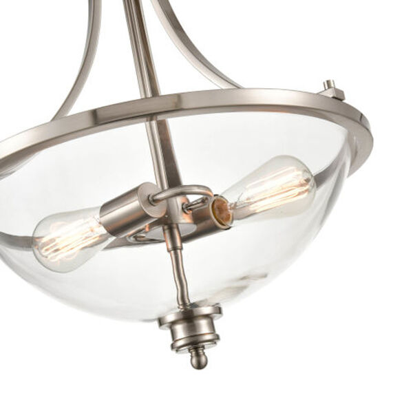 Fredrick Brushed Nickel Two-Light Chandelier with Transparent Glass, image 3
