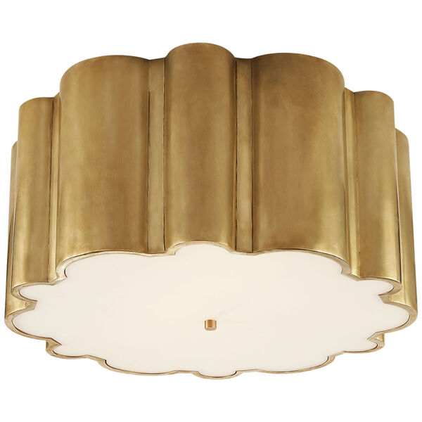 Markos Grande Flush Mount in Natural Brass with Frosted Acrylic by Alexa Hampton, image 1