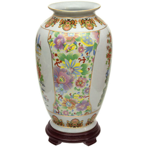 Satsuma Bird and Flower Multicolor Porcelain Tung Chi Vase, image 2
