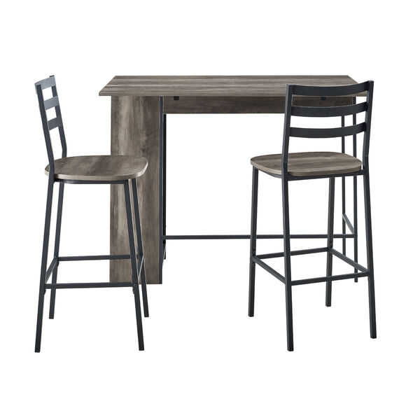 Gray and Black Drop Leaf Counter Table Set, 3-Piece, image 5