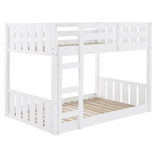 Solid Wood Slat White Twin Bunk Bed, image 1