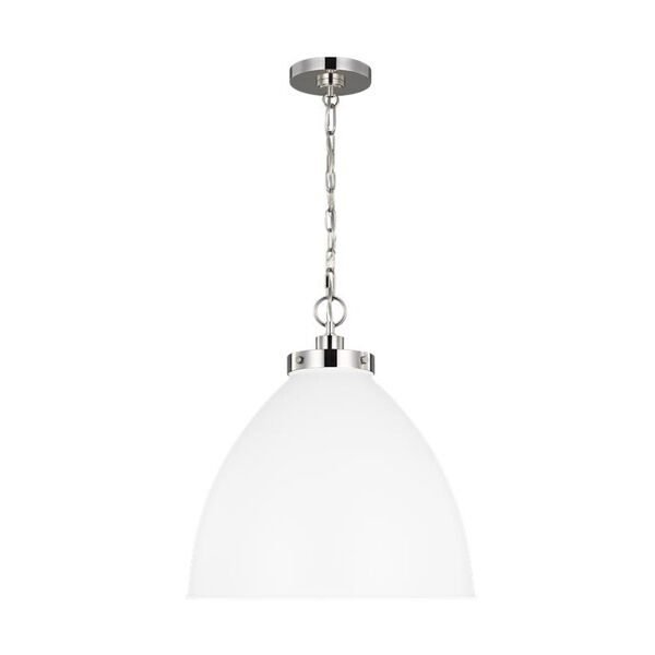 Wellfleet Matte White and Silver 18-Inch One-Light Pendant, image 2