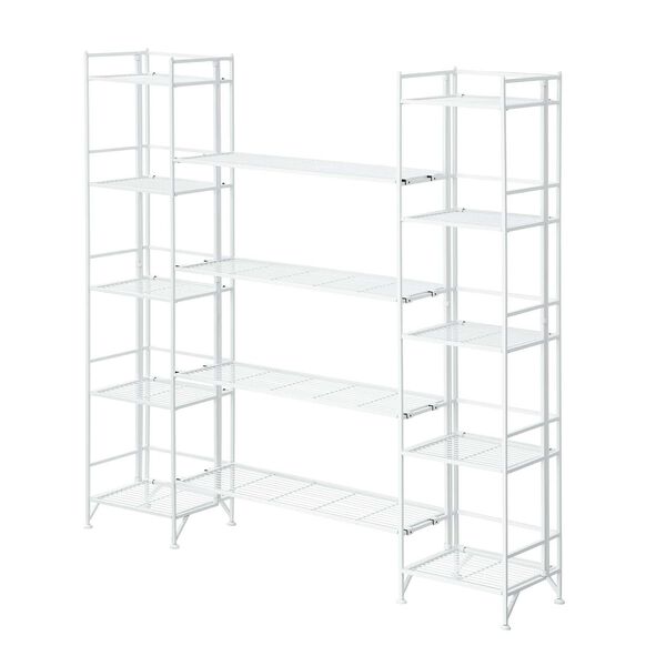 Xtra Storage White Five-Tier Folding Metal Shelves with Set of Four Deluxe Extension Shelves, image 1