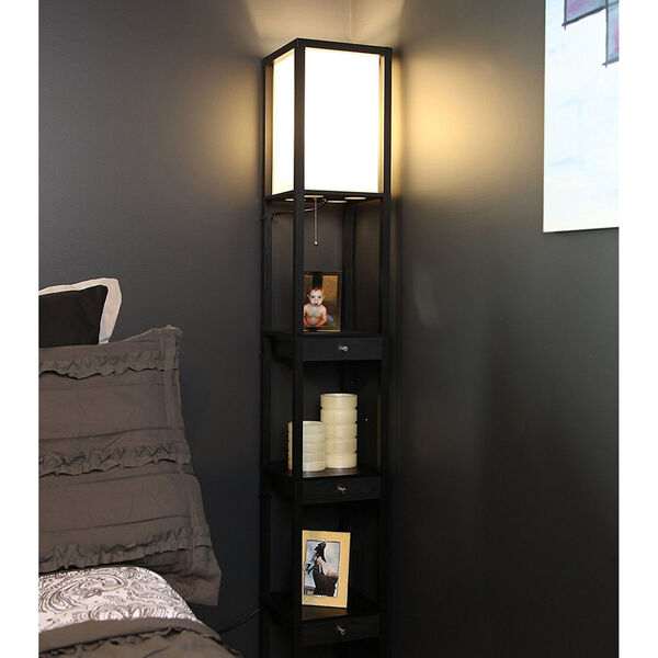 Maxwell Black LED Floor Lamp with Drawer, image 5