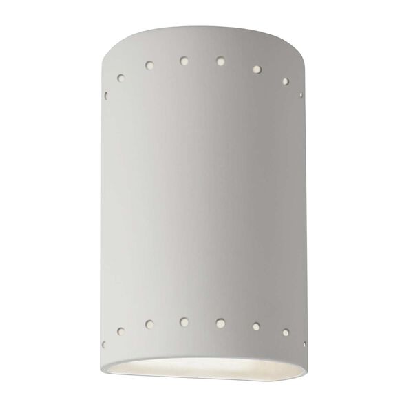 Ambiance Bisque Ceramic Open Top and Bottom Small Cylinder with Perfs One-Light Wall Sconce, image 1