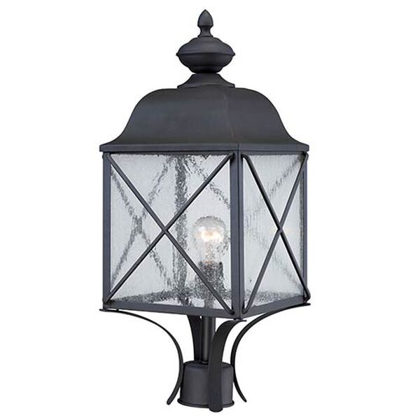 Wingate Textured Black One-Light Outdoor Post Lantern with Clear Seeded Glass, image 1
