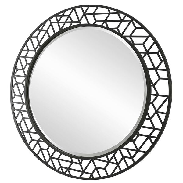 Mosaic Satin Black Metal Round Wall Mirror, image 5