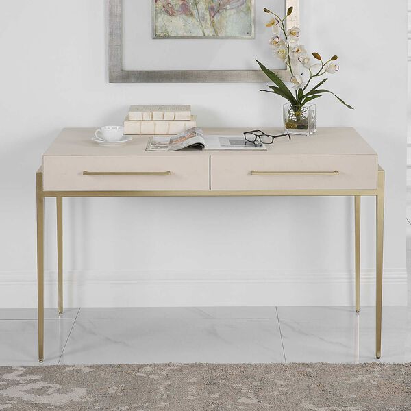 Jewel White and Gold Writing Desk, image 4