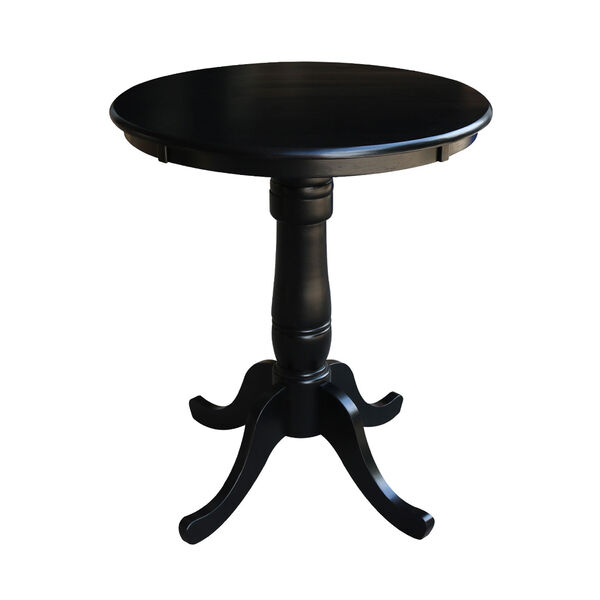 36-Inch Tall, 30-Inch Round Top Black Pedestal Counter Table, image 1