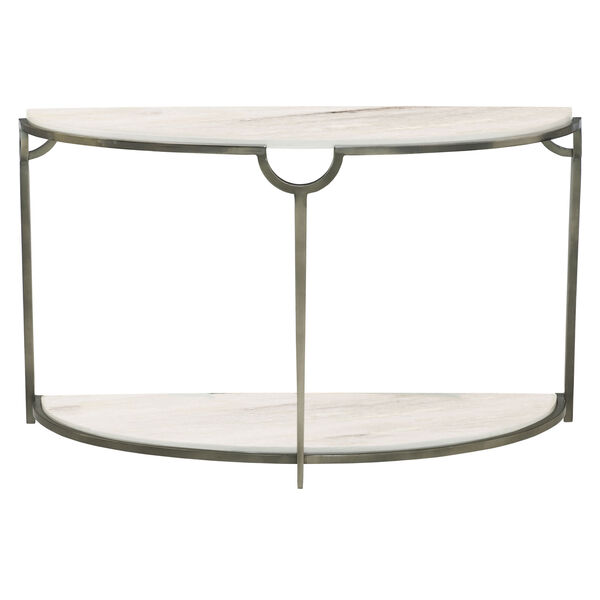 Freestanding Occasional Oxidized Nickel and Carrara Marble 48-Inch Console Table, image 1