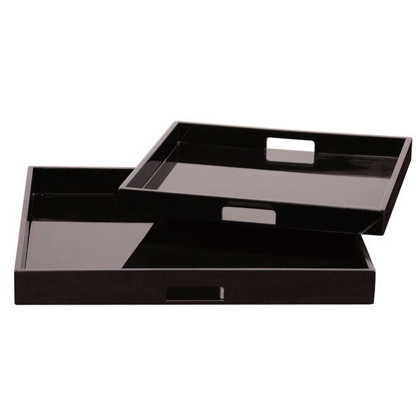 Black Lacquer Square Wood Tray Set, image 1