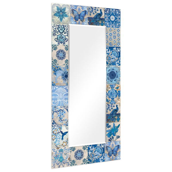 Blue and White 72 x 36-Inch Rectangular Beveled Floor Mirror, image 2