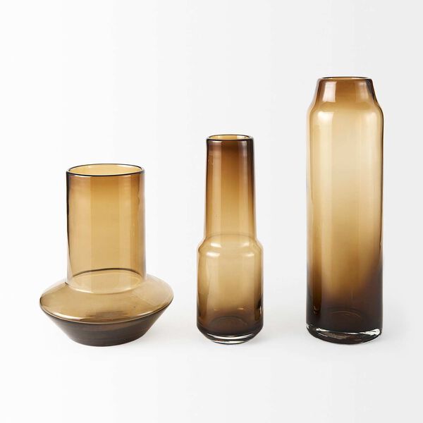 Amrita Golden Brown Eight-Inch Glass Vase, image 2